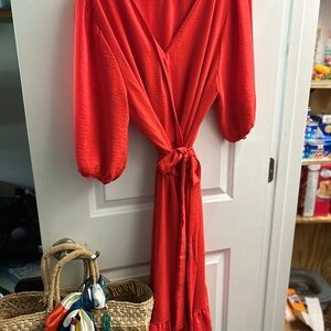 SHEIN Red Midi Dress